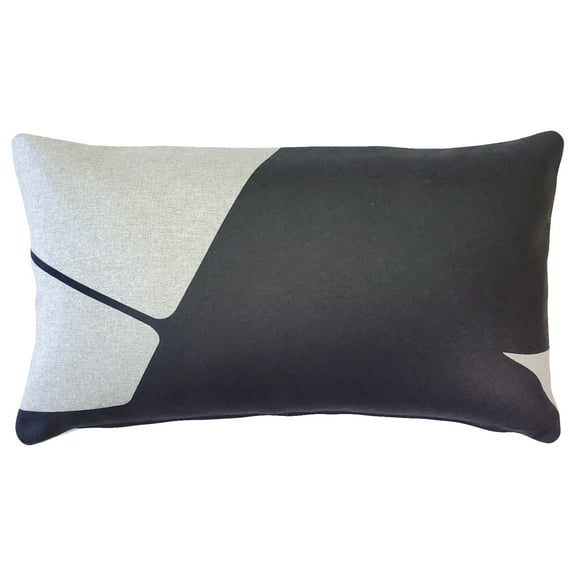 Boketto Charcoal Black Throw Pillow 12x19, Pillow Cover