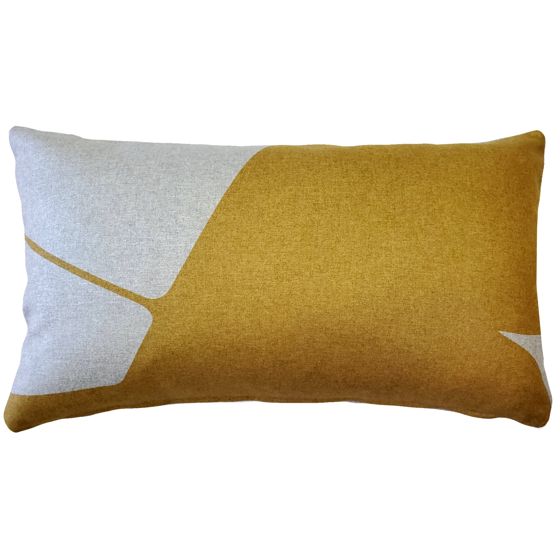 Gold and Light Gray Felt Rectangular Throw Pillow