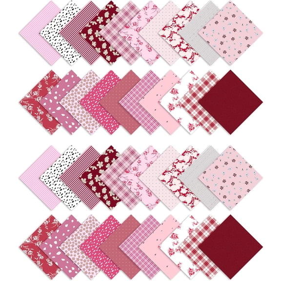Boklzor 40 Pcs 10x10 Cotton Fabric Squares - Precut Bloomscape Collection - Pink Charm Pack Quilt Fabrics for Sewing, Quilting, Patchwork, DIY Crafts, Layer Cake Fabric Bundles