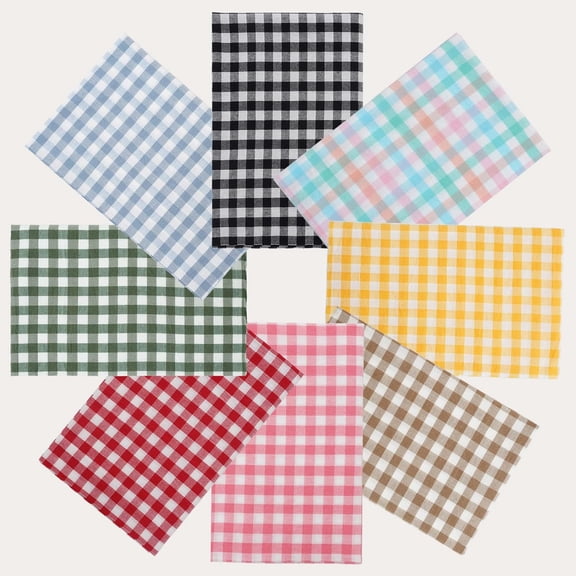 Boklzor 8Pcs 100% Washed Cotton Gingham Fabric Fat Quarters, Precut 18x22 IBoklzorh Seamless Plaid Quilt Squares Fabric Bundles for Sewing, Plaid Crafting for Spring Easter Decor, Farmhouse