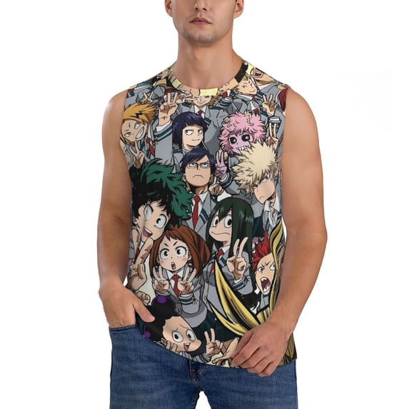 Boku My Hero Academia Men's Tank Top Lightweight Summer Sleeveless Tee Shirt Muscle Tank Tops Workout T-Shirts Casual Athletic Undershirts
