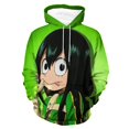 thumbnail image 1 of Boku no Hero Academia Tsuyu Asui Hoodies for Men Women 3D Print Pullover Novelty Hooded Sweatshirt Hoodies with Big Pockets S, 1 of 7
