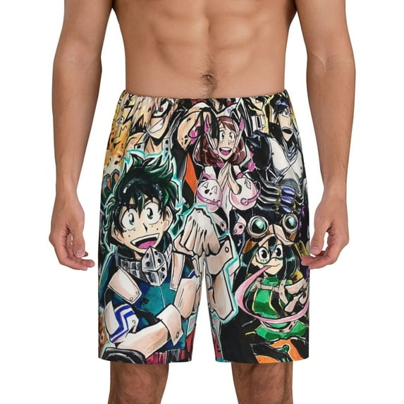 Boku no Hero Character Men's Short Pajama Pants Lightweight Daily Lounge Shorts Bottoms Sleepwear Cozy Soft Home Pajama Pants Shorts