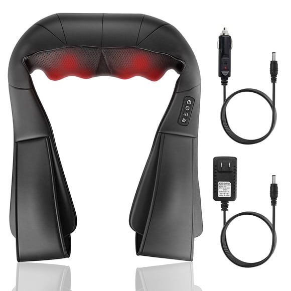 Bokyan Neck Massager, Shiatsu Shoulder and Kneading Back with Heat, for Home, Office, Car Use and Travel Use, Black