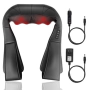 Bokyan Neck Massager, Shiatsu Shoulder and Kneading Back with Heat, for Home, Office, Car Use and Travel Use, Black