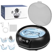 Bokyan Ultrasonic Jewelry Cleaner, 50 kHz Retainers Cleaner Machine 20 Oz Capacity with 304 Stainless Steel for Necklaces, Eyeglasses, Rings, Dentures, Black