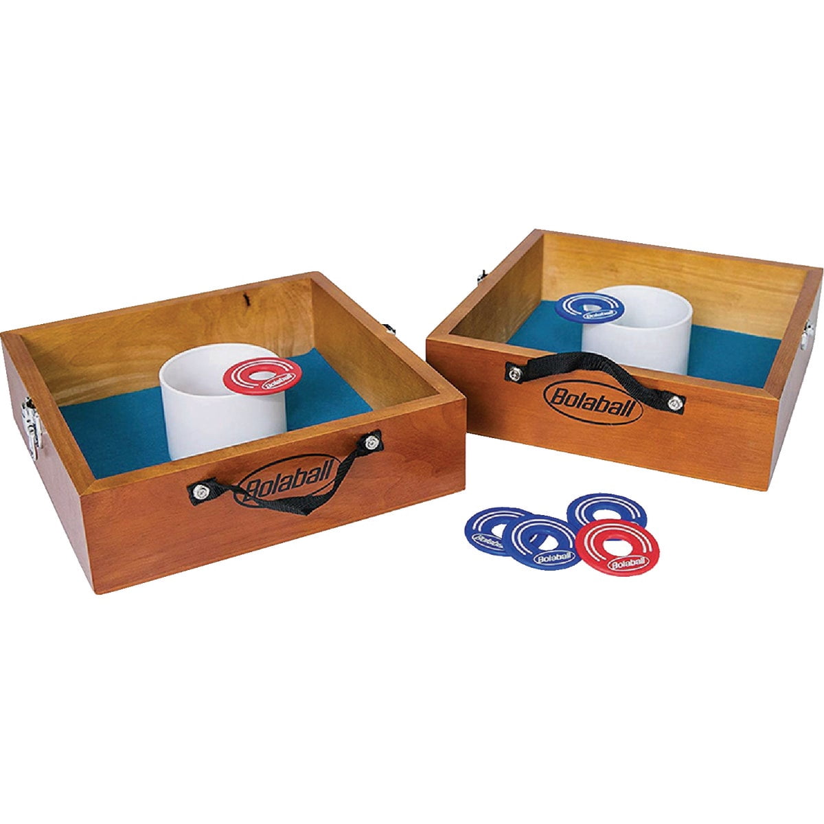Bolaball Washer Toss Game with 8 Washers, 2 Wooden Target Boxes with Carry Handle, Indoor & Outdoor Games for Family and Friends