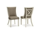 thumbnail image 1 of Bolan Dining Side Chair Set of 2, Lattice Back, Polyester, White Wood, 1 of 2