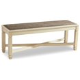 thumbnail image 1 of Benjara Bolan Large Dining Bench with Heavy Woven Fabric, White Wood, 50 Inch, 1 of 2