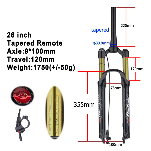 Bolany MTB Oil Air Suspension Front Fork Magnesium Alloy 120mm 26/27