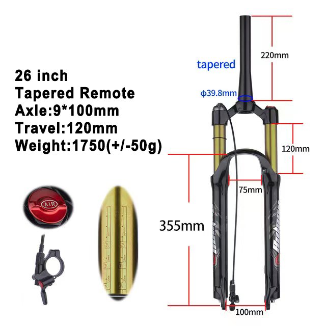 Bolany MTB Oil Air Suspension Front Fork Magnesium Alloy 120mm 26/27