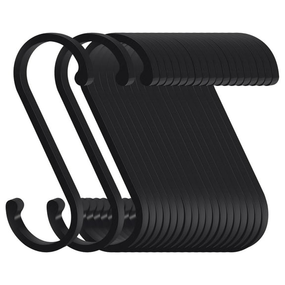 Bolatus Pack of 10 S Hooks Space Aluminium 7.4 cm Small S-shaped Hooks Metal Hooks for Hanging Pans in the Kitchen or Clothing on the Clothes Rail Hanging Hooks (Black)