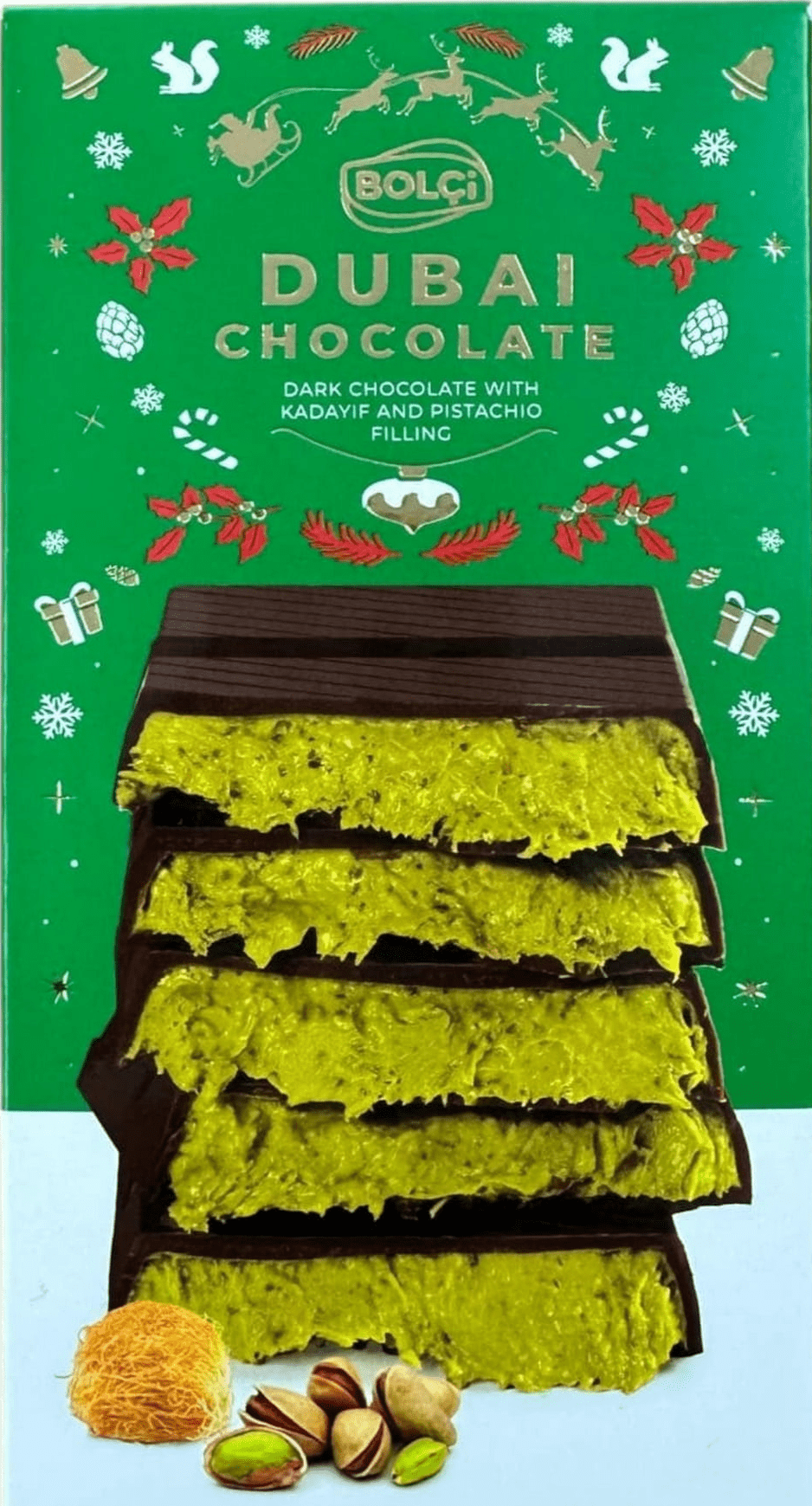 Bolci Dubai Dark Chocolate with Kadayif and Pistachio Filling