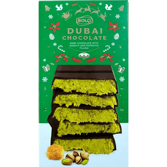 Bolci Dubai Dark Chocolate with Kadayif and Pistachio Filling