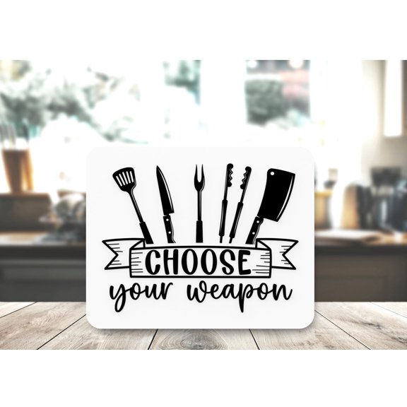 Bold 3D Printed Choose Your Weapon Sign Wall Art Durable PLA Sign For Restaurant