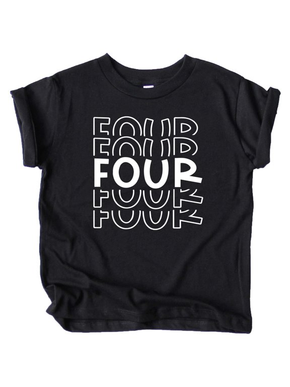 Bold 4th Birthday Explosion T-Shirts and Raglans for Girls and Boys Fourth Birthday Outfit Black Shirt 3T