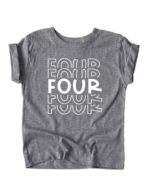 Bold 4th Birthday Explosion T-Shirts and Raglans for Girls and Boys Fourth Birthday Outfit Granite Heather Shirt 5-6