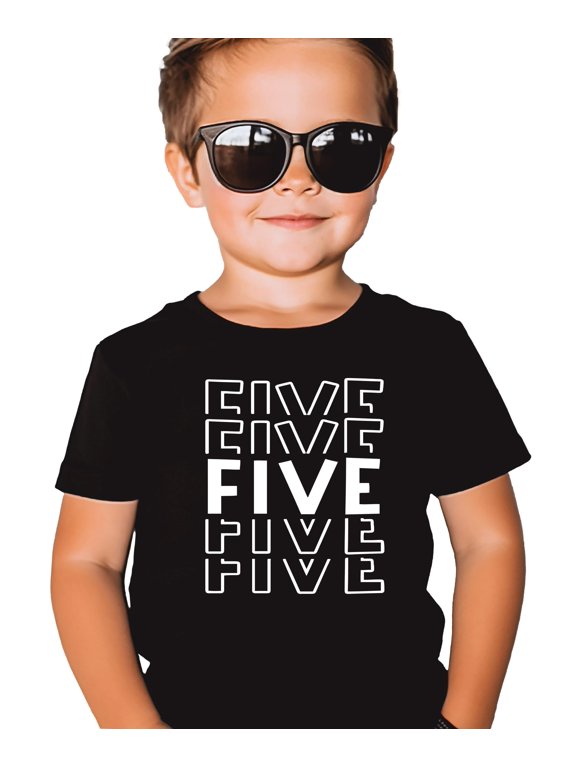 Bold 5th Birthday Explosion T-Shirts and Raglans for Girls and Boys Fifth Birthday Outfit Black Shirt 5-6