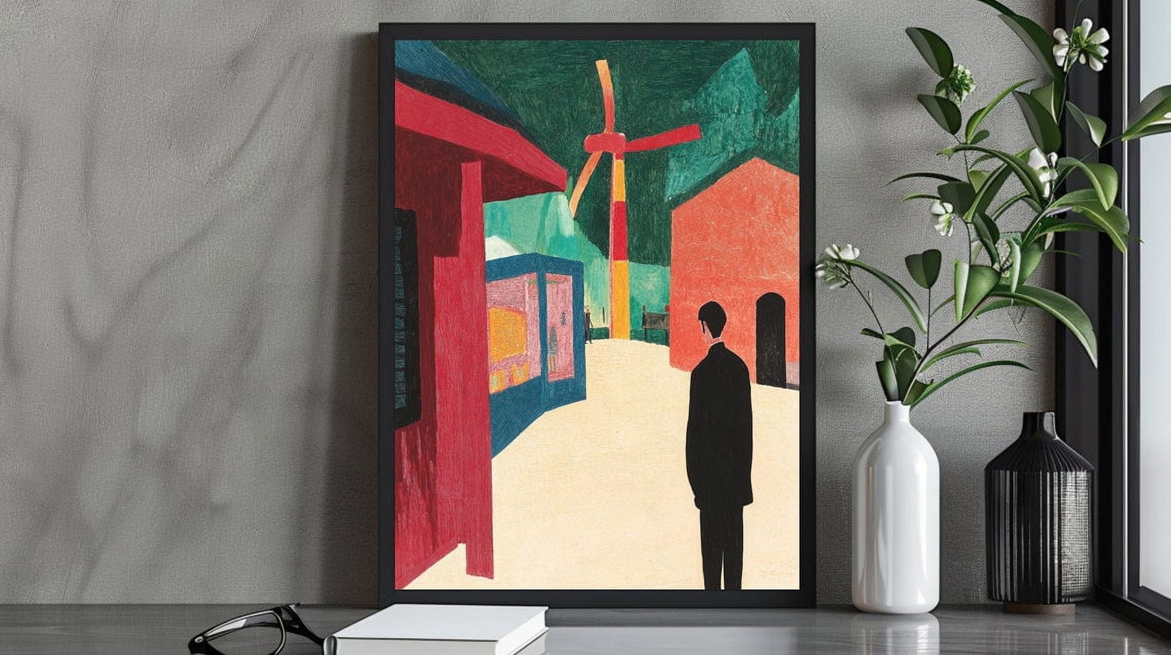 Image showcasing Bold Abstract Minimalist Street Scene Art Print, Modern Urban Wall ...