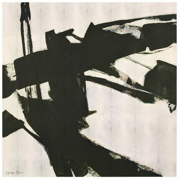 "Bold Abstraction I" Abstract Black&White Art on Gold Shagreen Wrapped Canvas Wall Art, sized 44"x44"