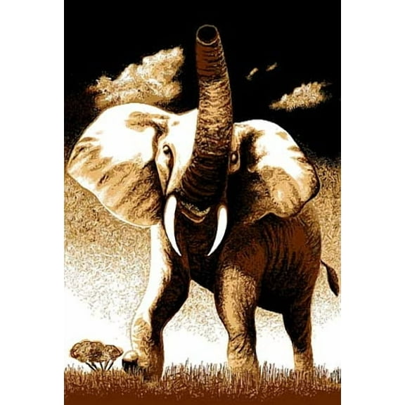SALE 5x8 Elephant Area Rug Carpet Animal New Black - Actual 5' 3" x 7' 5"
