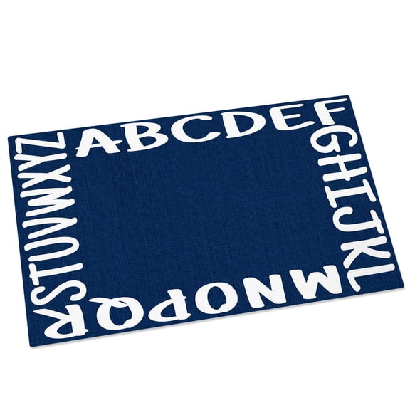 Bold Alphabet Door Mat 16x24 Inch Modern Nautical Letters Dark Blue Entryway Rug with Non-Slip Rubber, Front Door Mat Indoor Floor Mats for Living Room Bathroom Bedroom Home Office