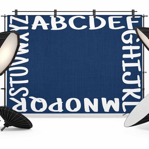 Bold Alphabet Photography Backdrop 7x5FT, Modern Nautical Letters Dark Blue Photo Backdrops, Background for Photography Studio Photo Studio Background, Back Drop for Photoshoot