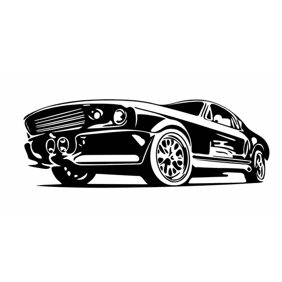 Bold American Muscle Car Silhouette Vinyl Decal Sticker