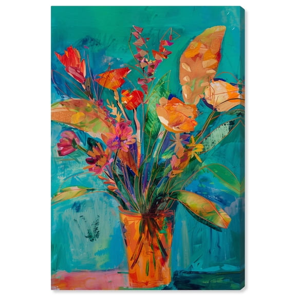 Bold And Bright Flower Vase Flowers In Vase Paintings Canvas Wall Art by Art Remedy, Gallery Wrapped, 20" x 30"