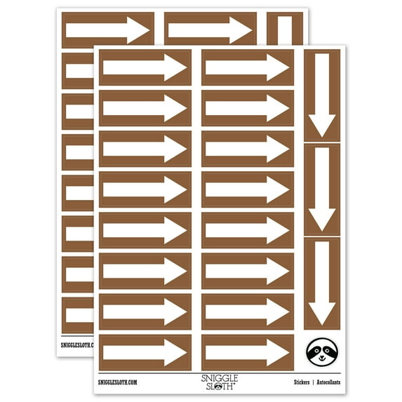 Bold Arrow Pointing Right Left Sticker Set - Brown - Matte Finish - 2.00" Large