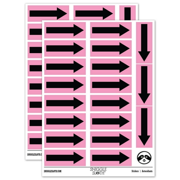 Bold Arrow Pointing Right Left Sticker Set - Light Pink - Gloss Finish - 2.00" Large
