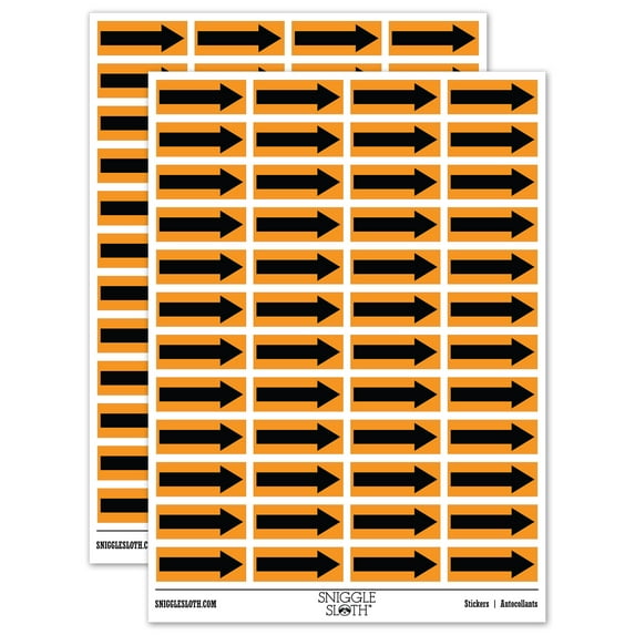 Bold Arrow Pointing Right Left Sticker Set - Orange - Gloss Finish - 1.25" Mini