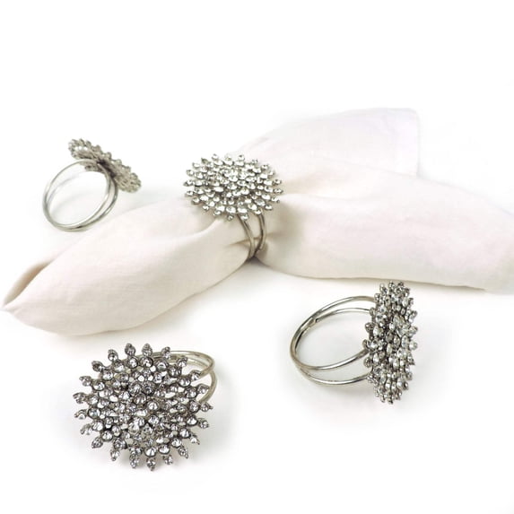 Bold & Beautiful Jeweled Napkin RingColor: SilverSize: 2"x2"Set of 4