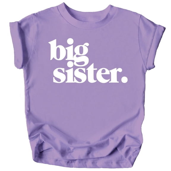 Bold Big Sister Colorful Sibling Reveal Announcement T-Shirt for Baby and Toddler Girls Sibling Outfits Purple Shirt 2T