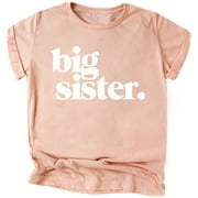 Bold Big Sister Colorful Sibling Reveal Announcement T-Shirt for Baby and Toddler Youth Girls Sibling Outfits Peach Shirt Youth Small