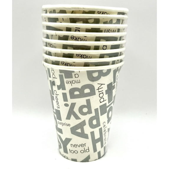 Bold Birthday Modern Adult Cocktail Theme Party 9 oz. Paper Cups