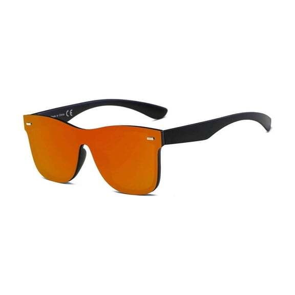 Bold Black Frame Sunglasses - Gradient Orange Lens UV Protection Trendy Summer Eyewear