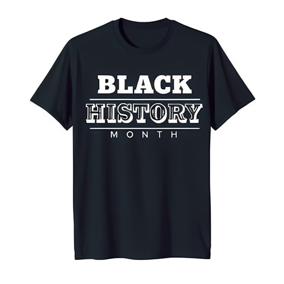 Bold Black History Month T-Shirt Solid Black Tee with White Text Design