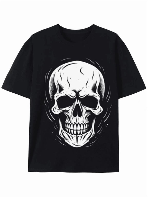 Bold Black Skull Graphic Tee for Men