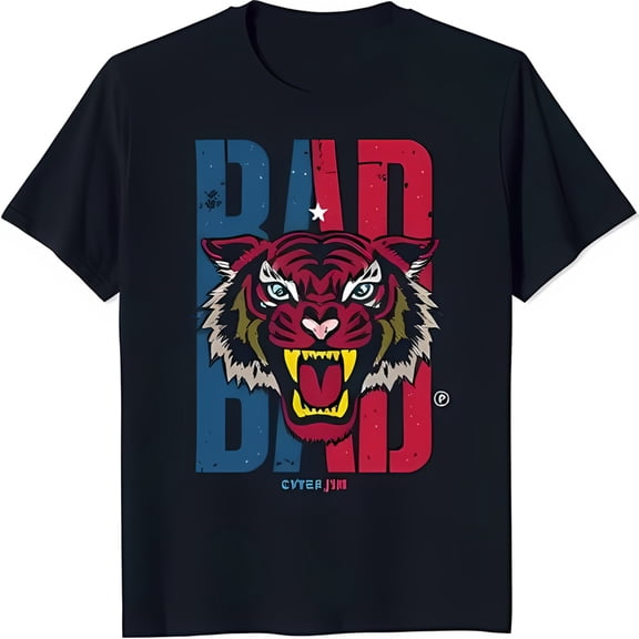 Bold Black T-Shirt with 'BAD' Graphic Colors & Fierce Design