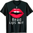 thumbnail image 1 of Bold Black T-Shirt with Bright Graphic Read Lips Not Design, 1 of 5
