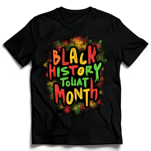Bold Black T-Shirt with Colorful 'BLACK HISTORY EVERY MONTH' Graphic