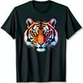 thumbnail image 1 of Bold Black T-Shirt with Colorful Face Graphic Fierce & Eye Catching Design, 1 of 5