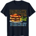 thumbnail image 1 of Bold Black T-Shirt with Colorful 'Pancake in the Shirt Breakfast' Graphic & Pancake Design, 1 of 5