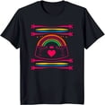 thumbnail image 1 of Bold Black T-Shirt with Colorful Rainbow Heart Graphic Support LGBTQ Inclusivity, 1 of 5