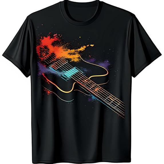 Bold Black T-Shirt with Eye Catching Abstract Design for Music Lovers