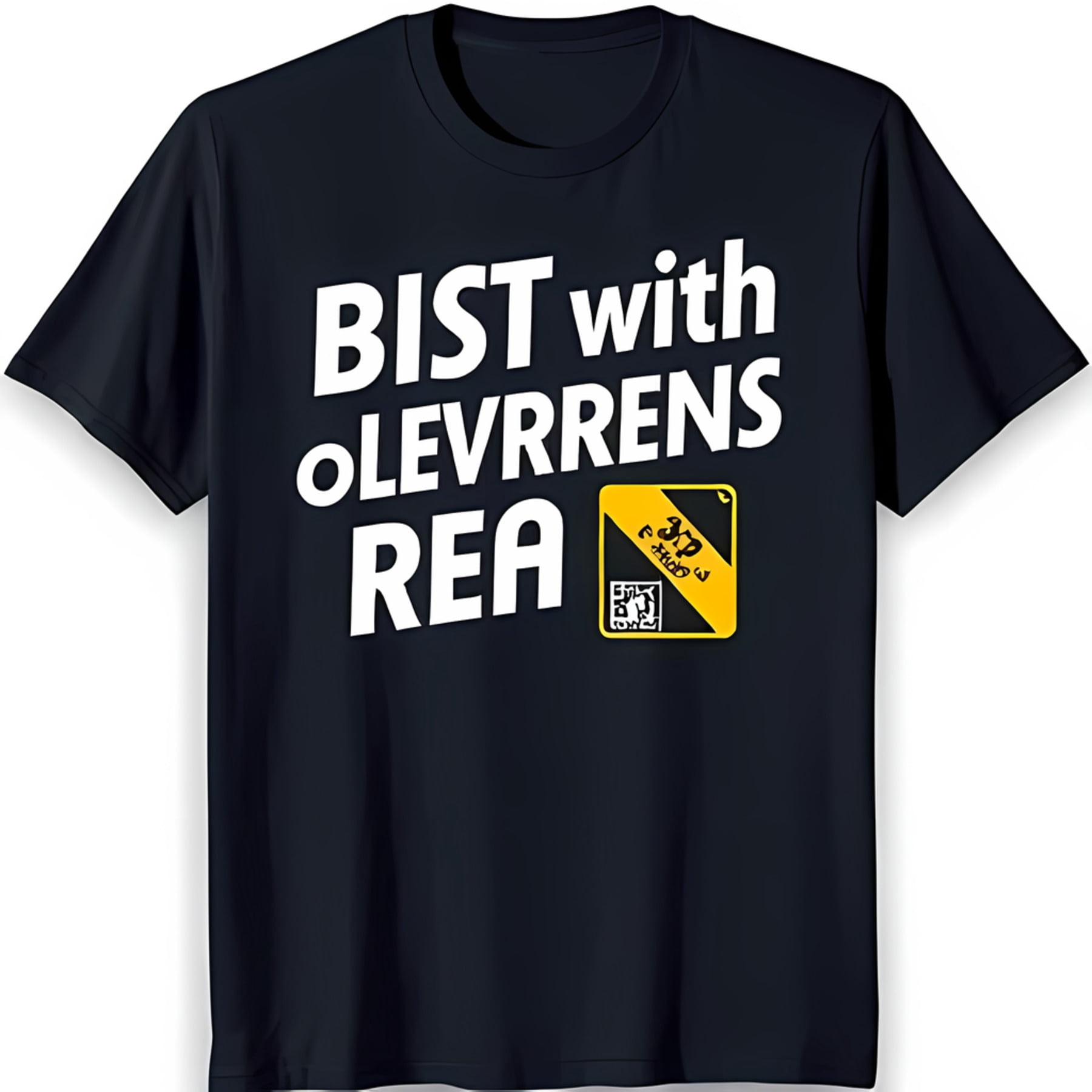 Bold Black TShirt with Eye Catching 'BIST with OLEVVRRENS REA' Graphic