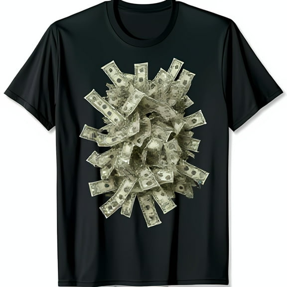 Bold Black T-Shirt with Eye Catching Bill Graphic Design