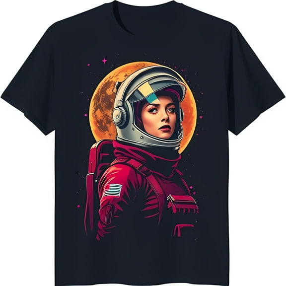 Bold Black T-Shirt with Eye Catching Chest Graphic for Space Lovers
