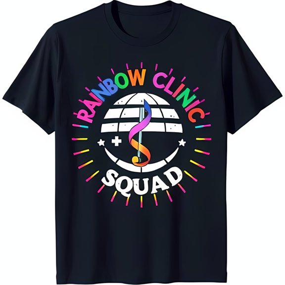 Bold Black T-Shirt with Eye Catching Clinic Squad Graphic